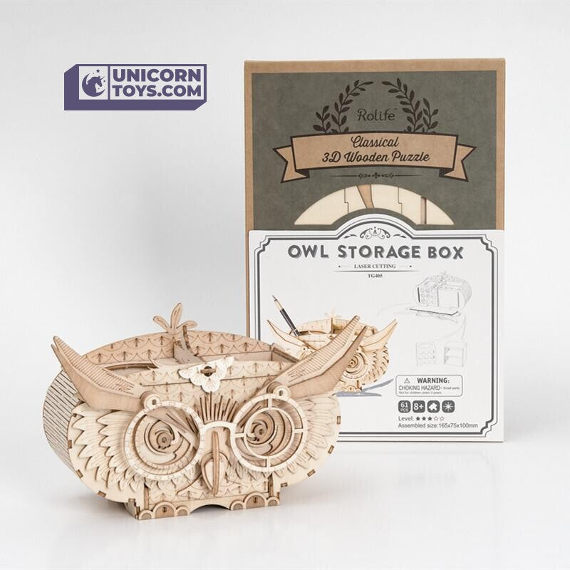 Owl Storage Box | ROKR 3D Wooden Puzzle TG405 Wooden Storage Box Hand-Made Craft Gift & Decoration