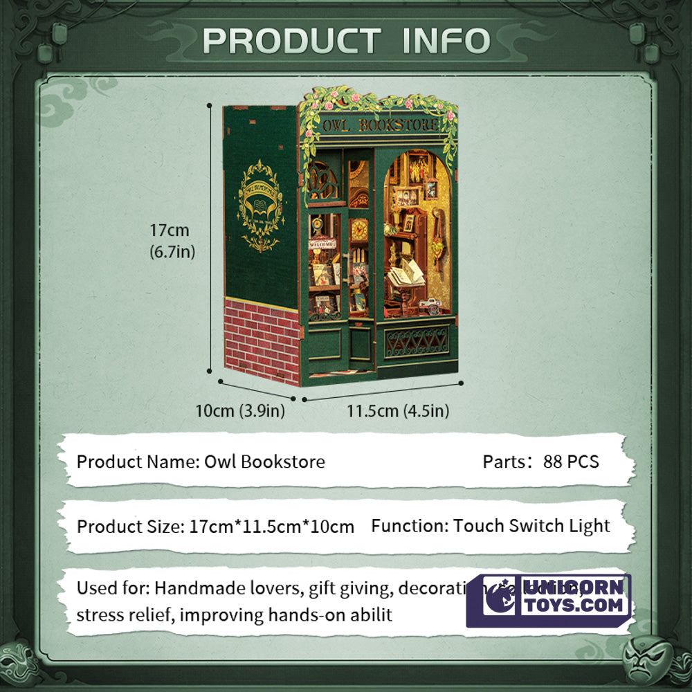 Owl Bookstore | CuteBee SD02 DIY Miniature Book Nook Kit