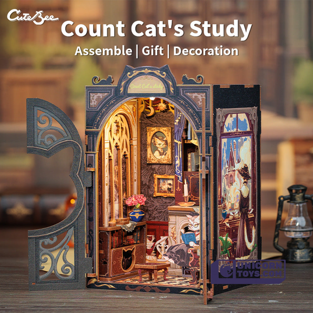 Count Cat's Study | CuteBee SD03 DIY Miniature Book Nook Kit