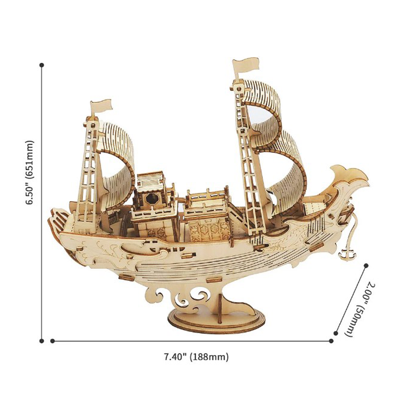 Japanese Diplomatic Ship | ROKR 3D Wooden Puzzle TG307 Wooden Model Ship Hand-Made Craft Gift & Decoration