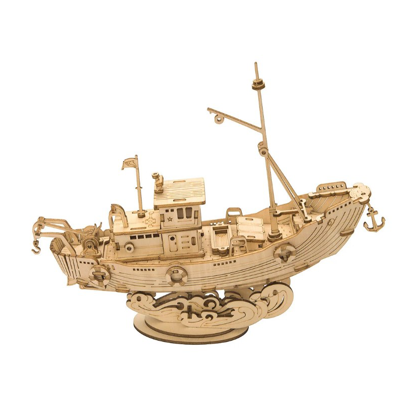 Fishing Ship | ROKR 3D Wooden Puzzle TG308 Wooden Model Ship Hand-Made Craft Gift & Decoration
