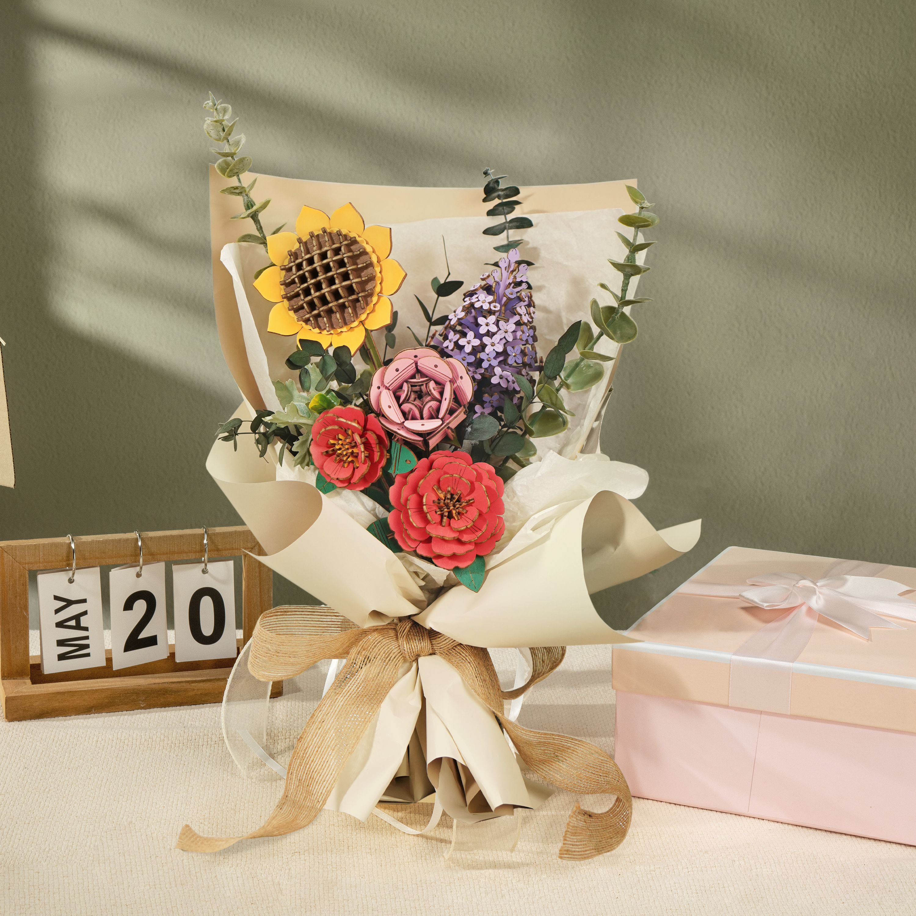 Wooden Flower Combo | Rowood TW011/TW021/TW031/TW041 Wooden Flower Hand-Made Combo Craft Gift & Decoration