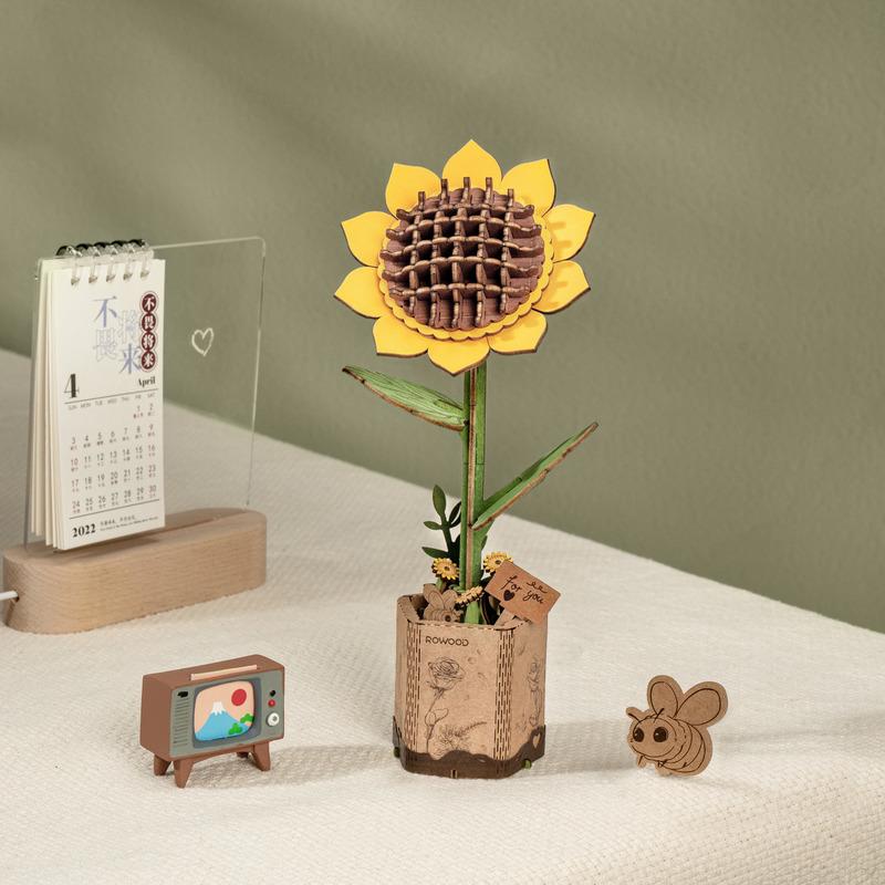 Sun Flower | Rowood TW011 Wooden Flower Hand-Made Craft Gift & Decoration