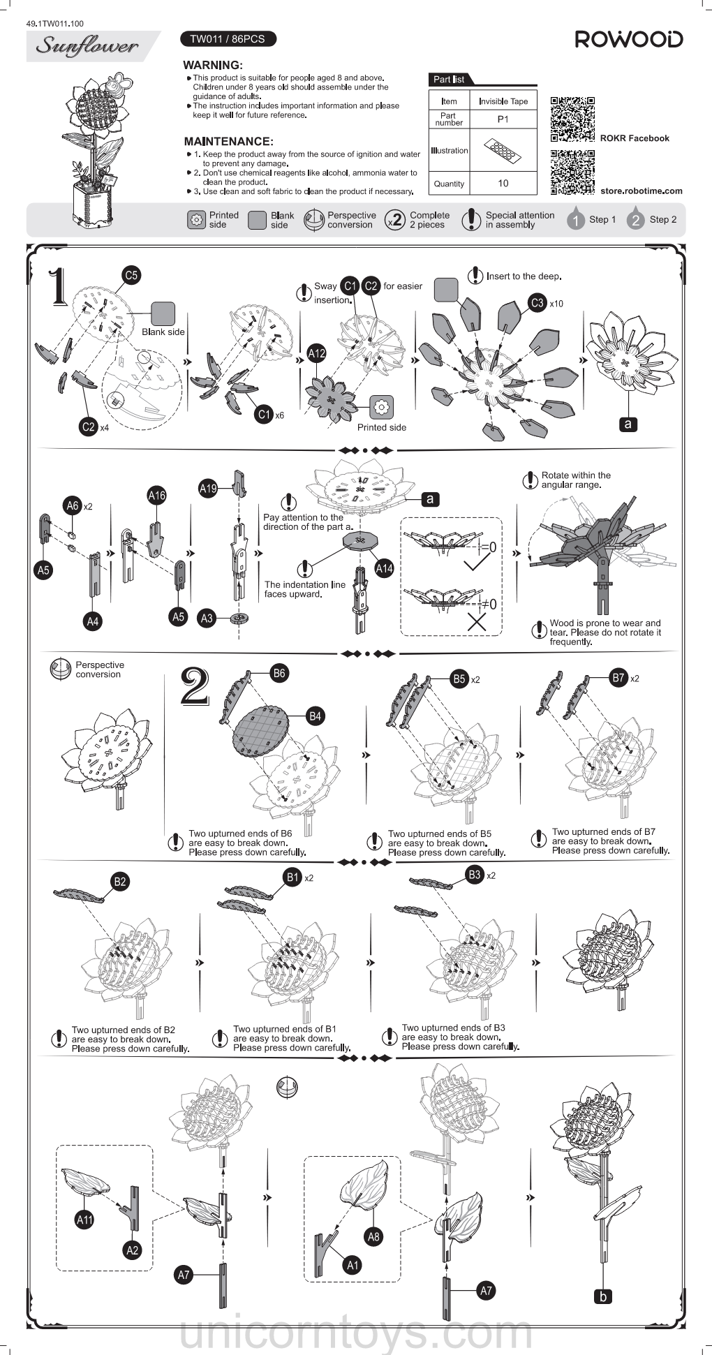 TW011 - Sunflower Rowood Bloom Craft Manual