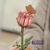 Pink Rose | Rowood TW041 Wooden Flower Hand-Made Craft Gift & Decoration