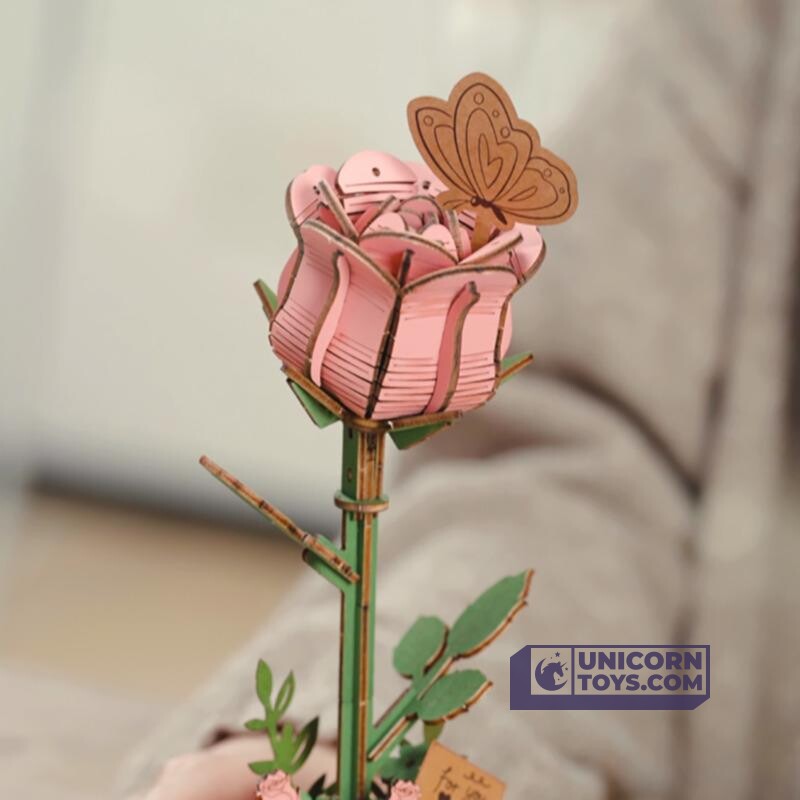 Rowood DIY Pink Rose 3D Wooden Puzzle Rowood DIY Pink Rose 3D Wooden Puzzle