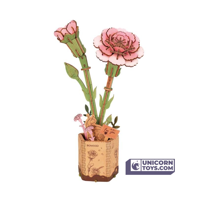 Canada Rowood TW051 Pink Carnation Wooden Flower Hand-Made Craft