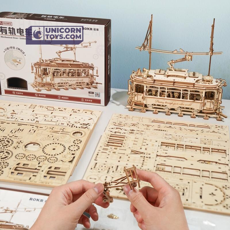 Classic City Tram | Robotime ROKR LK801 Mechanical Gears Puzzle Kit