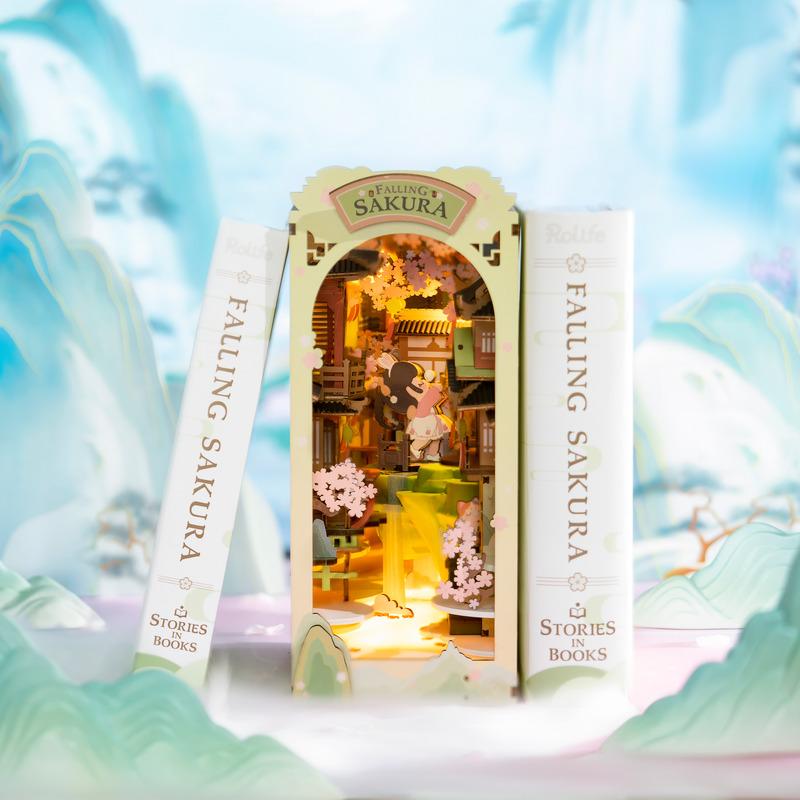 Canada Rolife Falling Sakura Book Nook TGB05 DIY Miniature Bookend