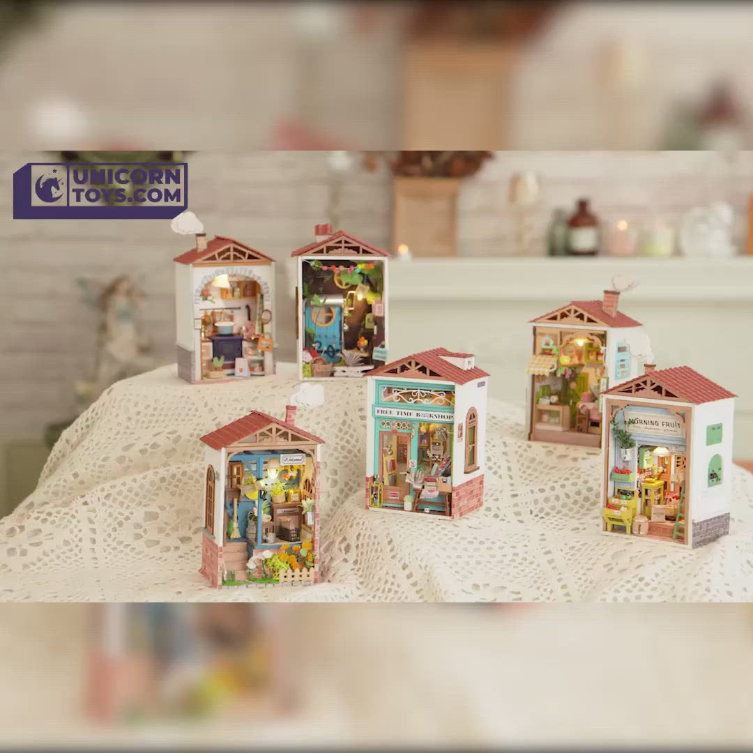 Free Time Bookshop | Robotime Rolife Mini Town DS008 DIY Dollhouse Miniatures Kit