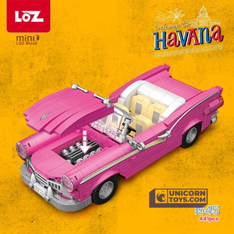 Pink Cabriolet | LOZ 1125 Mini Block Building Bricks Vehicle Model Set for Ages 10+