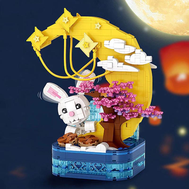 LOZ 1230 Mid-Autumn Festival Moon Rabbit Pen Holder Building Bricks Set ...