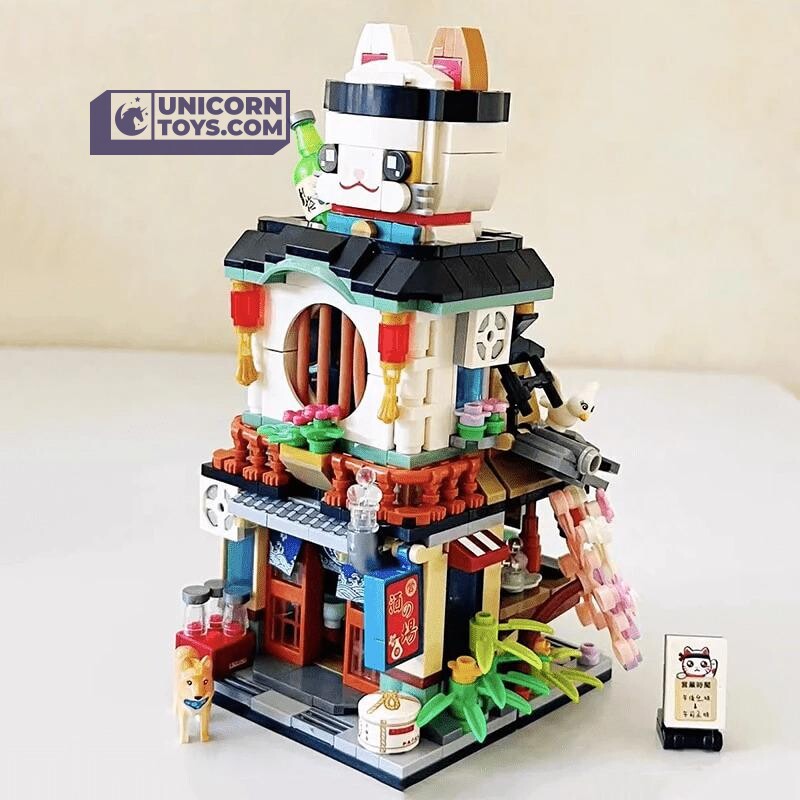 LOZ 1232 Lucky Cat Pub Building Bricks Mini Street Set for