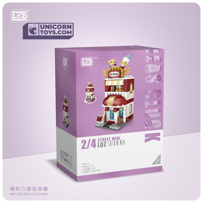 Ice Cream Shop | LOZ 1626 Mini Block Building Bricks Set Mini Street for Ages 10+