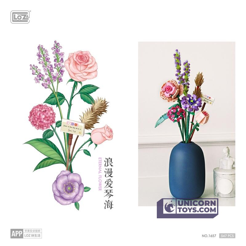 Rose Camellia Lavender Orchid Model | LOZ 1657 Mini Block Eternal Flower Set for Ages 10+