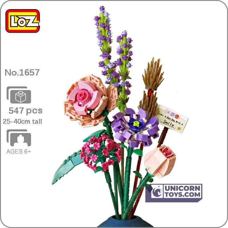 LOZ 1657 Rose Camellia Lavender Orchid Model Eternal Flower Set