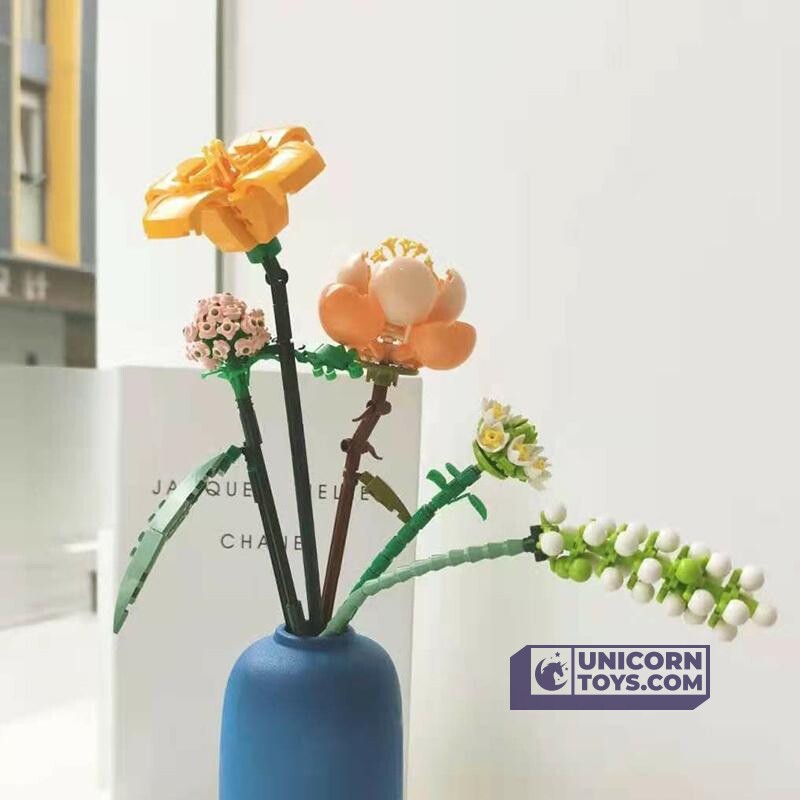 LOZ 1658 Hibiscus Lily Daisy Hydrangea Model Building Bricks Set