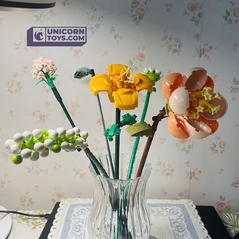 Hibiscus Lily Daisy Hydrangea Model | LOZ 1658 Mini Block Building Bricks Set Eternal Flower for Ages 10+