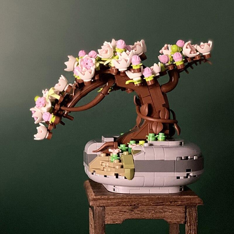 Sakura Cherry Blossom Bonsai | LOZ Mini Block Building Bricks Eternal Plant Pot Set for Ages 10+