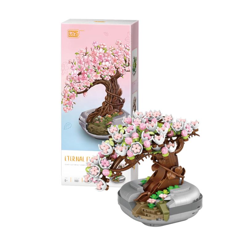 Sakura Cherry Blossom Bonsai | LOZ Mini Block Building Bricks Eternal Plant Pot Set for Ages 10+