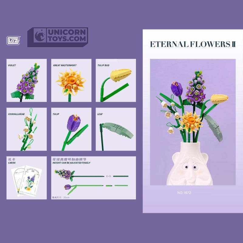 Violet Bouquet | LOZ 1672 Mini Block Eternal Flower II Set for