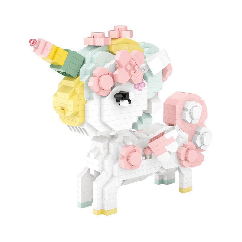 LOZ 9256 Flower Unicorn Building Bricks Set Cartoon Character for