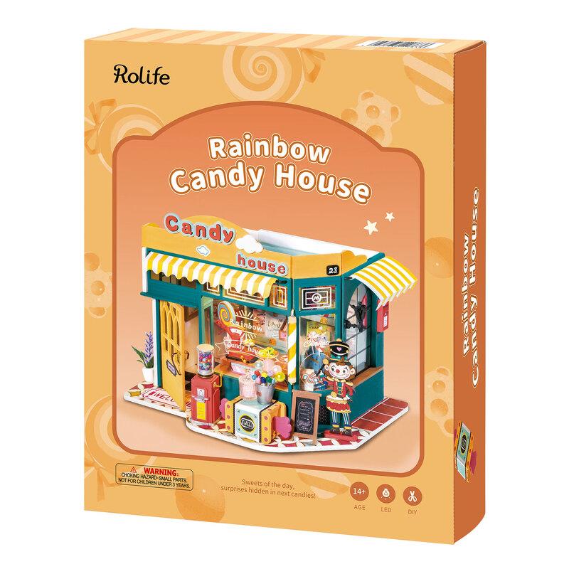 Rainbow Candy House | Robotime DG158 DIY Dollhouse Miniatures Kit