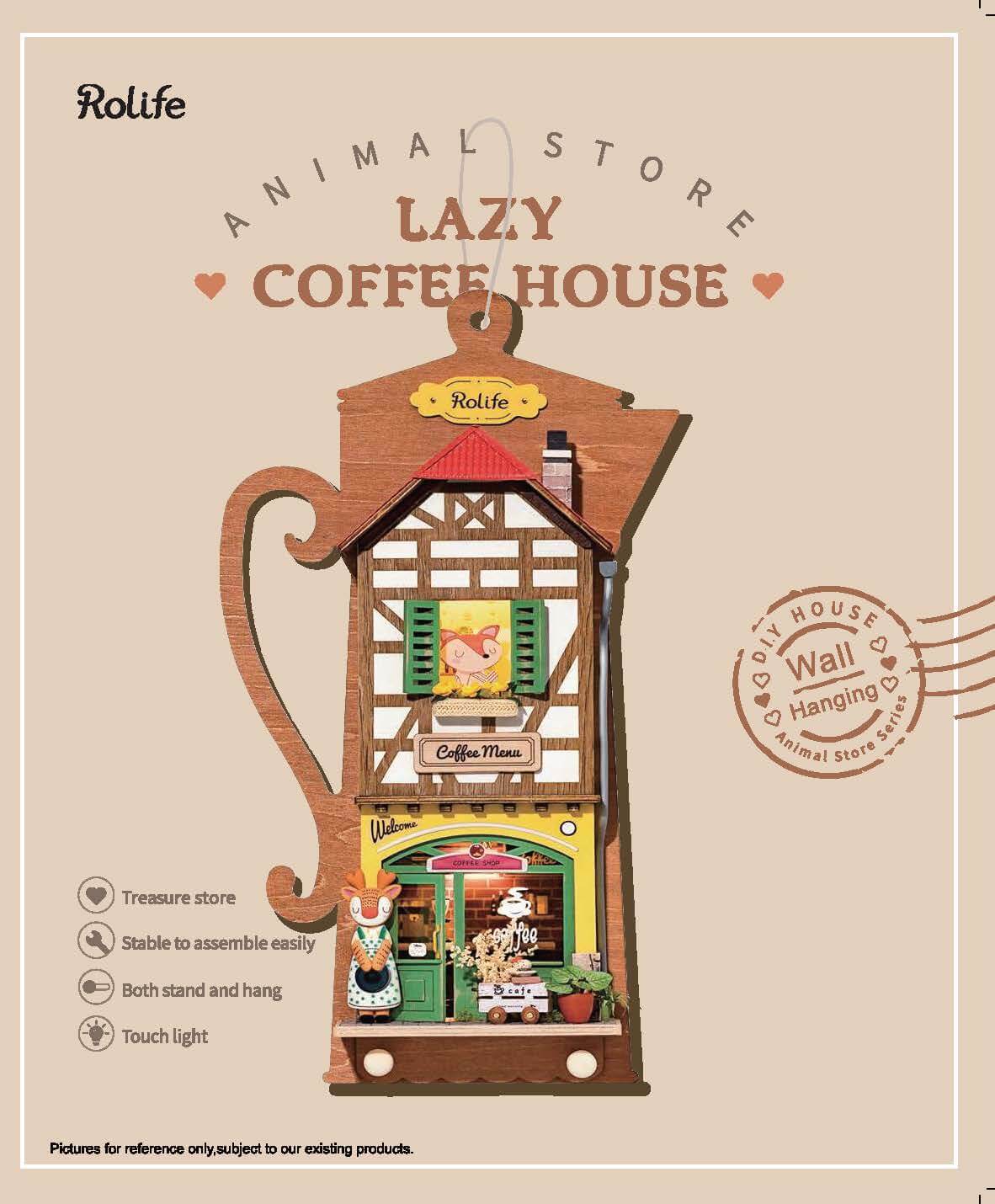RDS020 - Lazy Coffee House  | Robotime Rolife  Wall Hanging DIY Miniatures Kit Manual