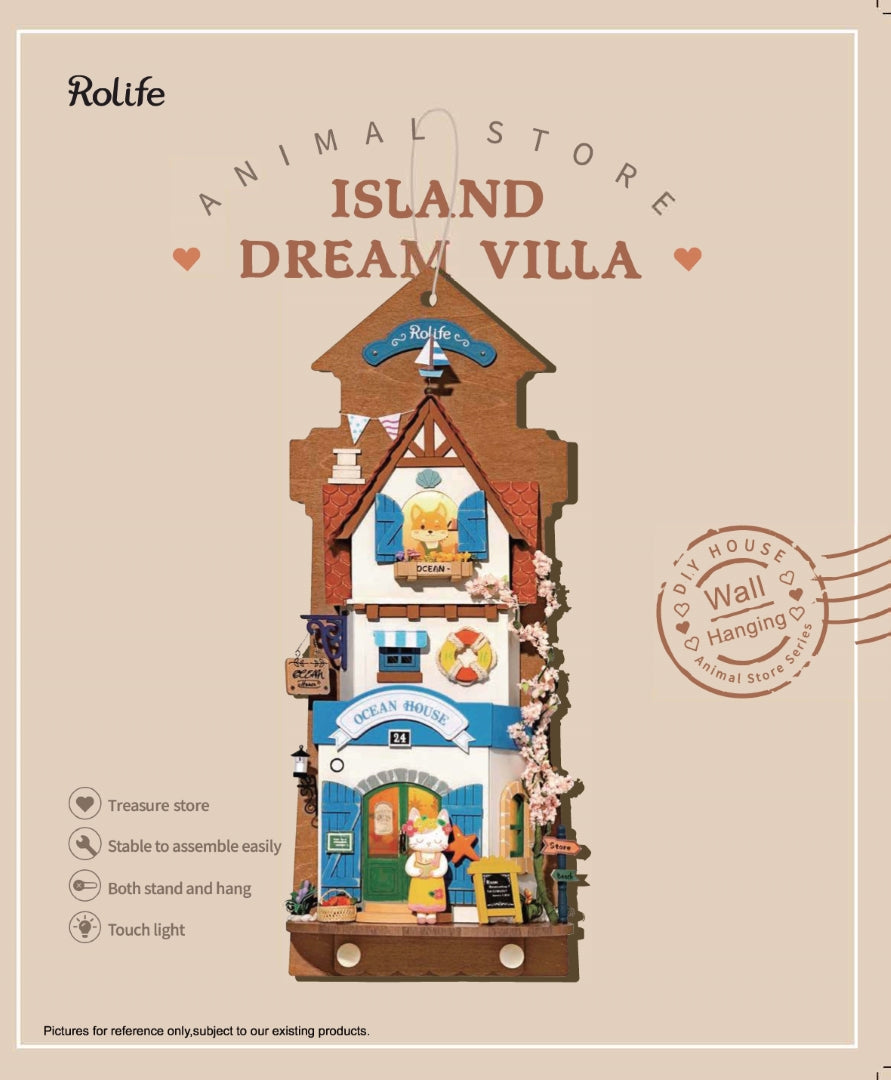 RDS022 - Island Dream Villa | Robotime Rolife Wall Hanging DIY Miniatures Kit Manual