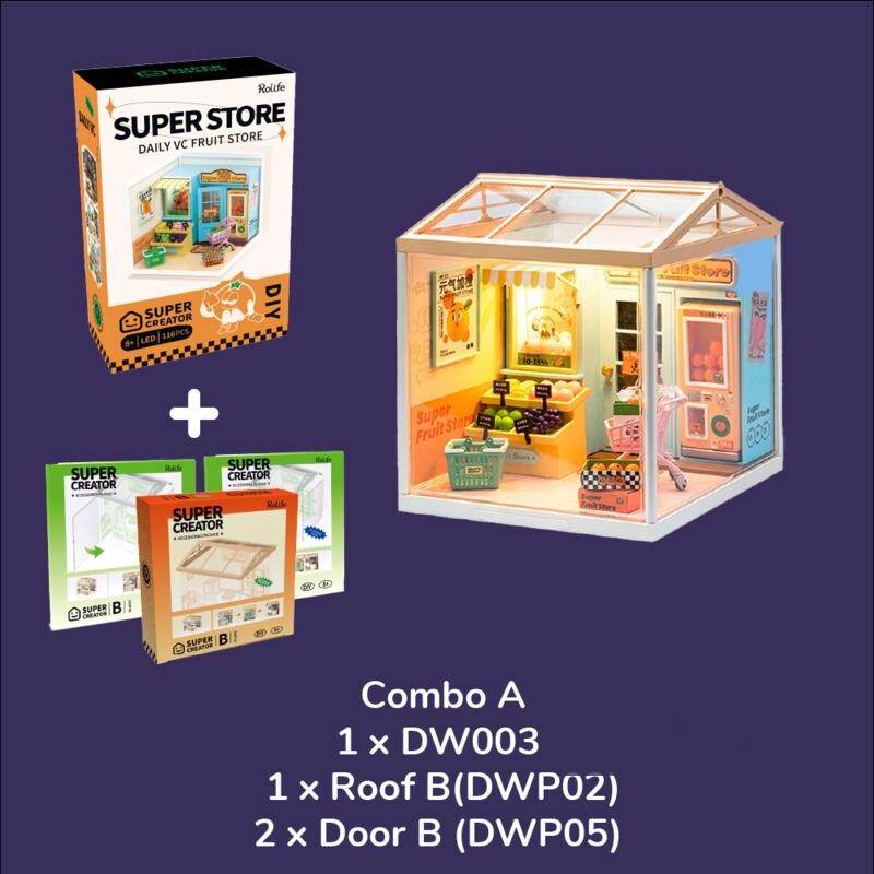 Super Fruit Store | Rolife Super Creator DW003 DIY Stackable Dollhouse Miniatures Kit