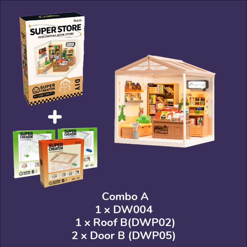Fascinating Book Store | Rolife Super Creator DW004 DIY Stackable Dollhouse Miniatures Kit
