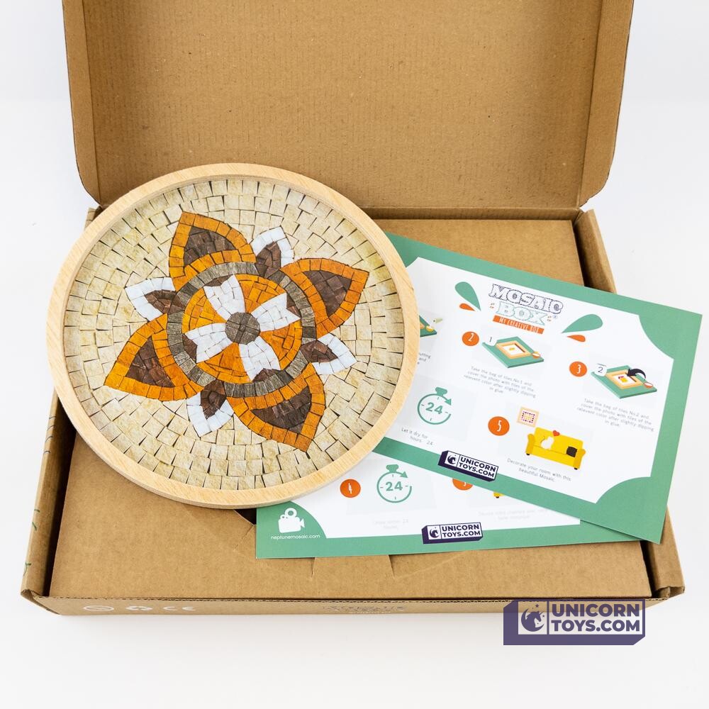 Avignon Medallion 6 Mosaic Box | Natural Stone Mosaic Art DIY Kit