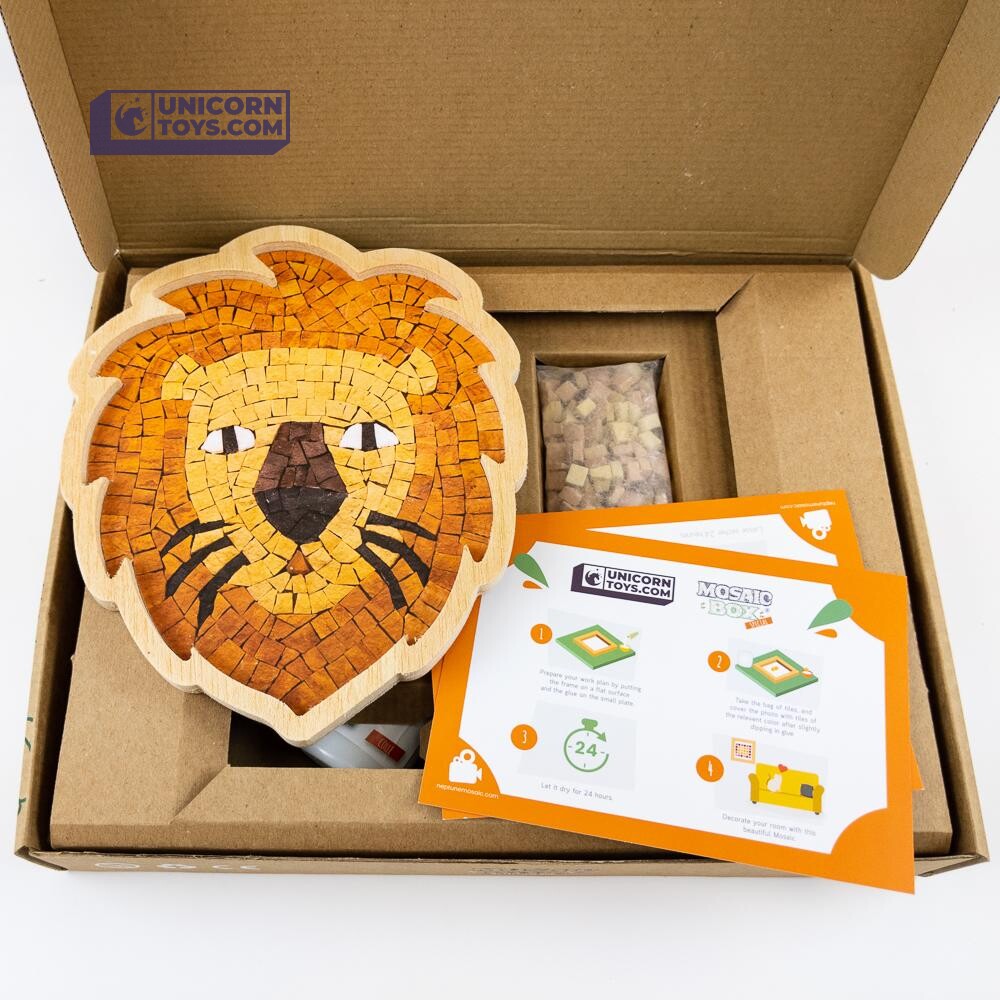 Lion Face Mosaic Box | Natural Stone Mosaic Art DIY Kit