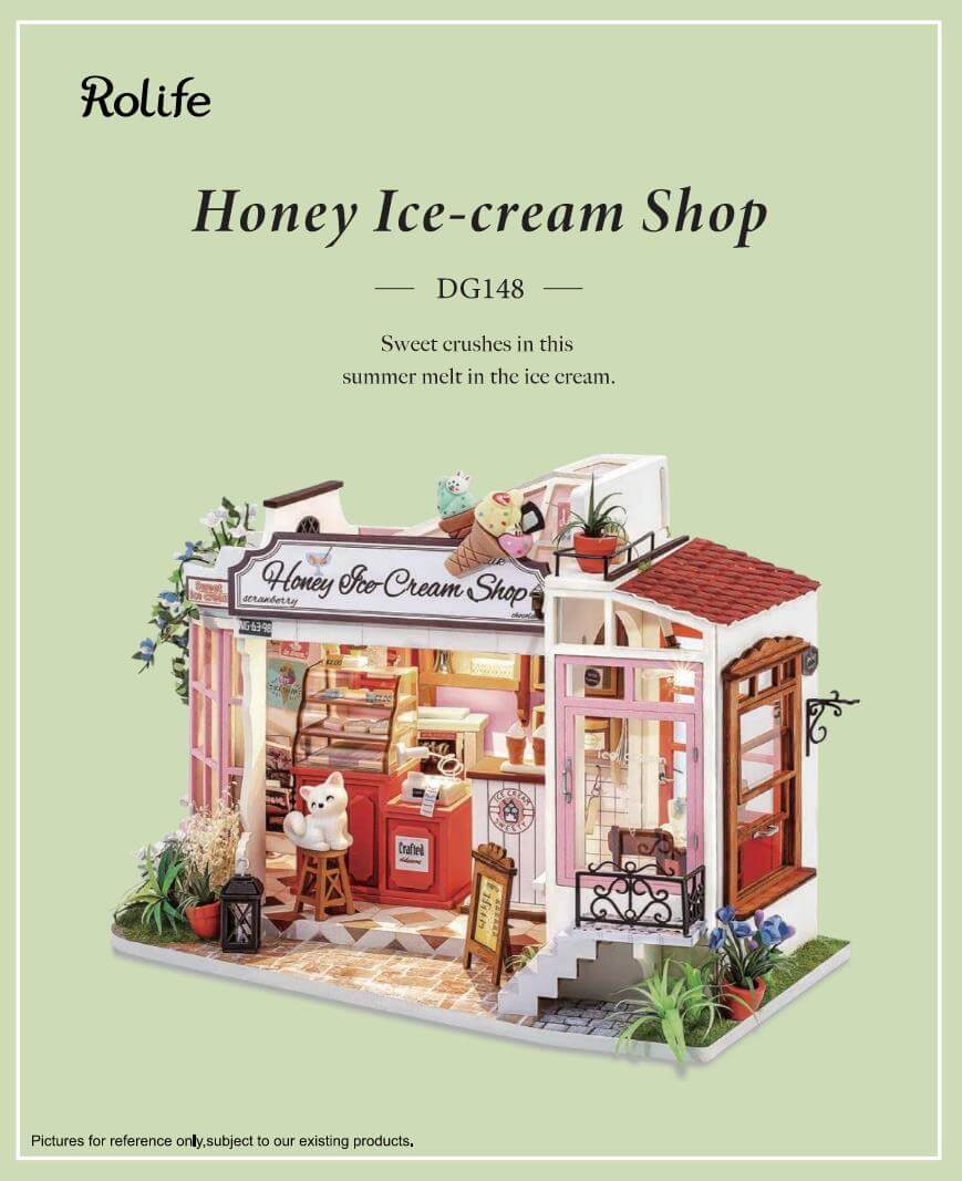 RDG148 - Honey Ice-cream Shop | Robotime DG148 DIY 1:24 Dollhouse Manual