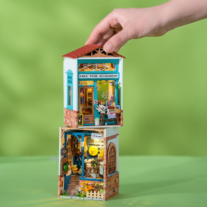 Mini Town Dollhouse Robotime Rolife DS008/009/010/011/012/013 DIY Dollhouse Miniatures Collection