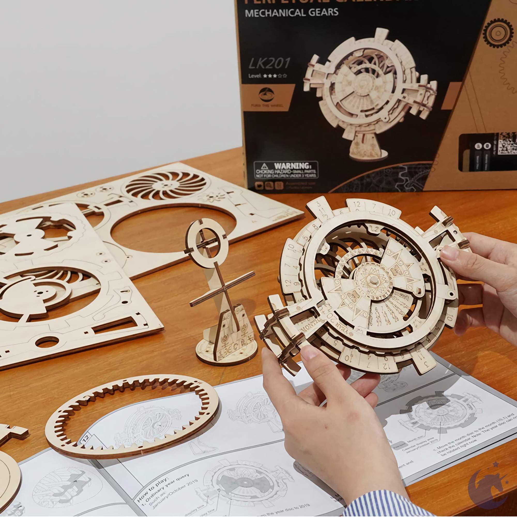 unicorntoys robotime rokr perpetual calendar diy mechanical model building 3d wooden puzzle kit birthday gifts for teen LK201