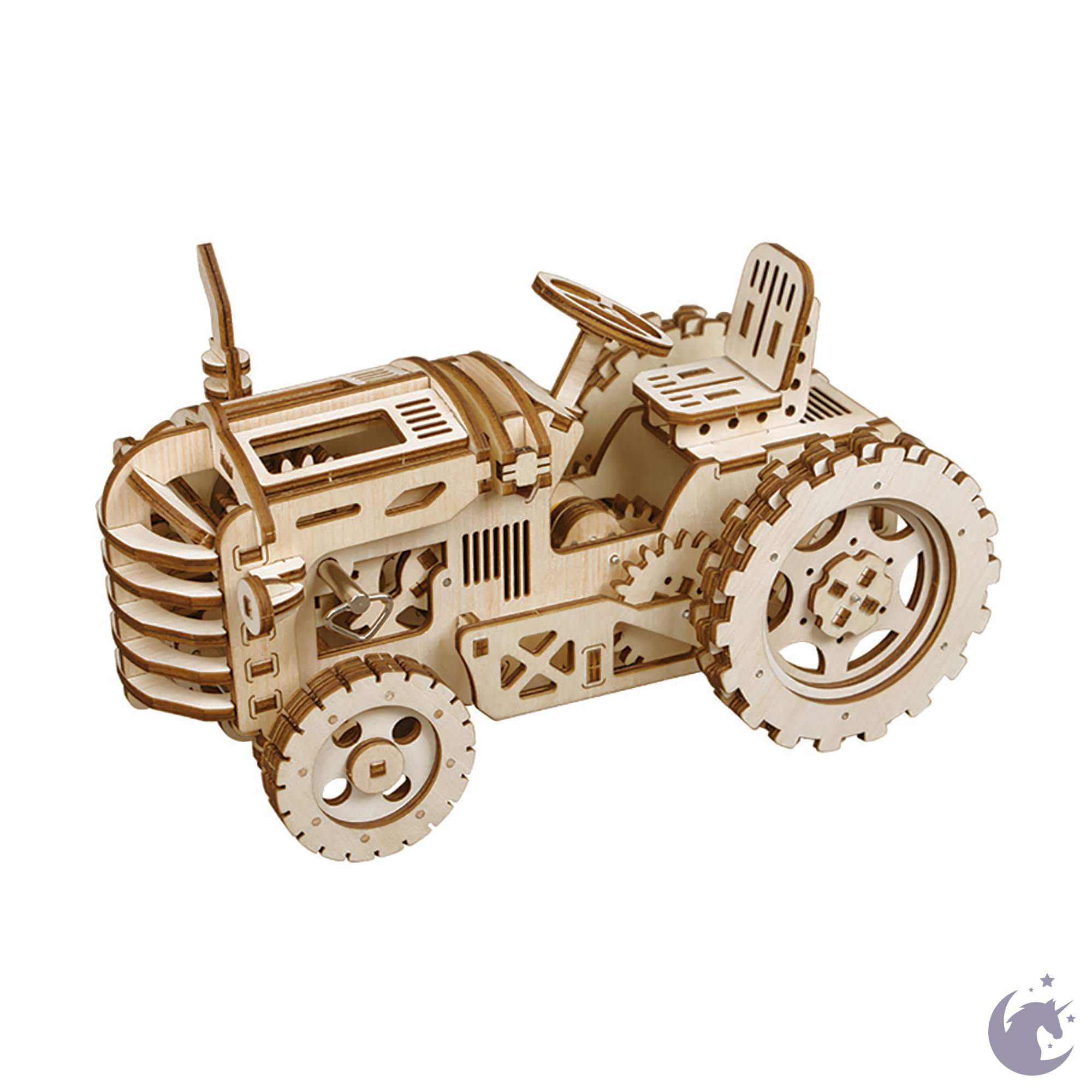 unicorntoys robotime rokr windup tractor diy mechanical model building 3d wooden puzzle kit birthday gifts for teen LK401