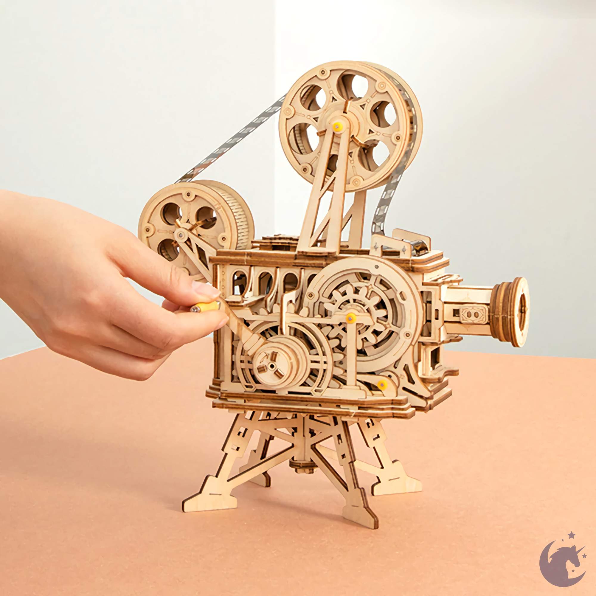 unicorntoys robotime rokr vintage vitascope diy mechanical model building 3d wooden puzzle kit birthday gifts for teen LK601