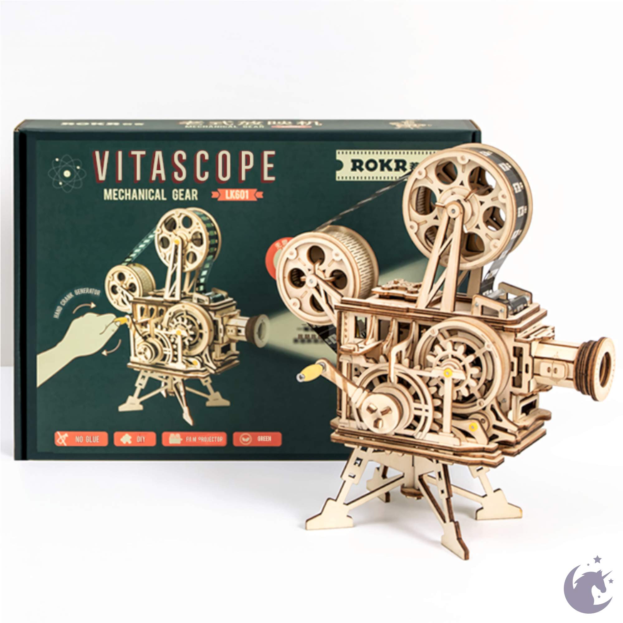 unicorntoys robotime rokr vintage vitascope diy mechanical model building 3d wooden puzzle kit birthday gifts for teen LK601