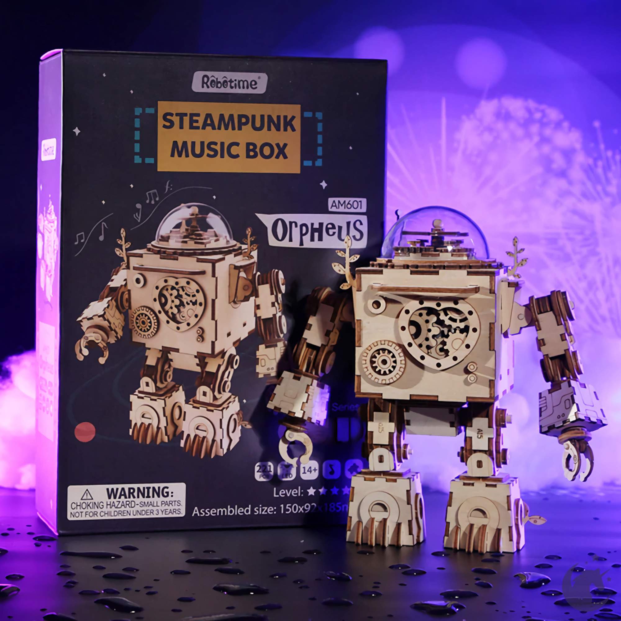 unicorntoys robotime rokr orpheus steampunk diy music box 3d wooden puzzle birthday gift kits for teens AM601