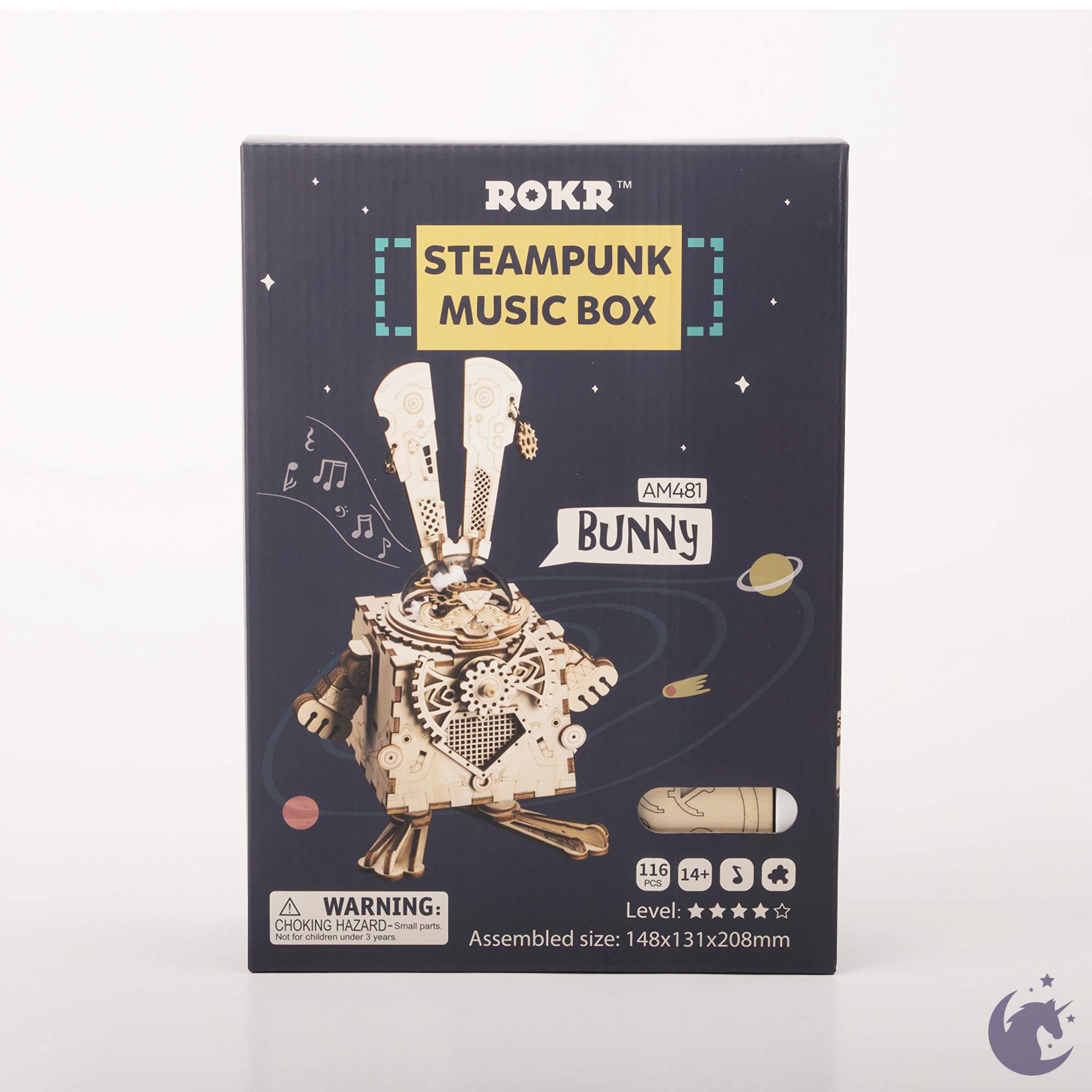 unicorntoys robotime rokr bunny steampunk diy music box 3d wooden puzzle birthday gift kits for teens AM481