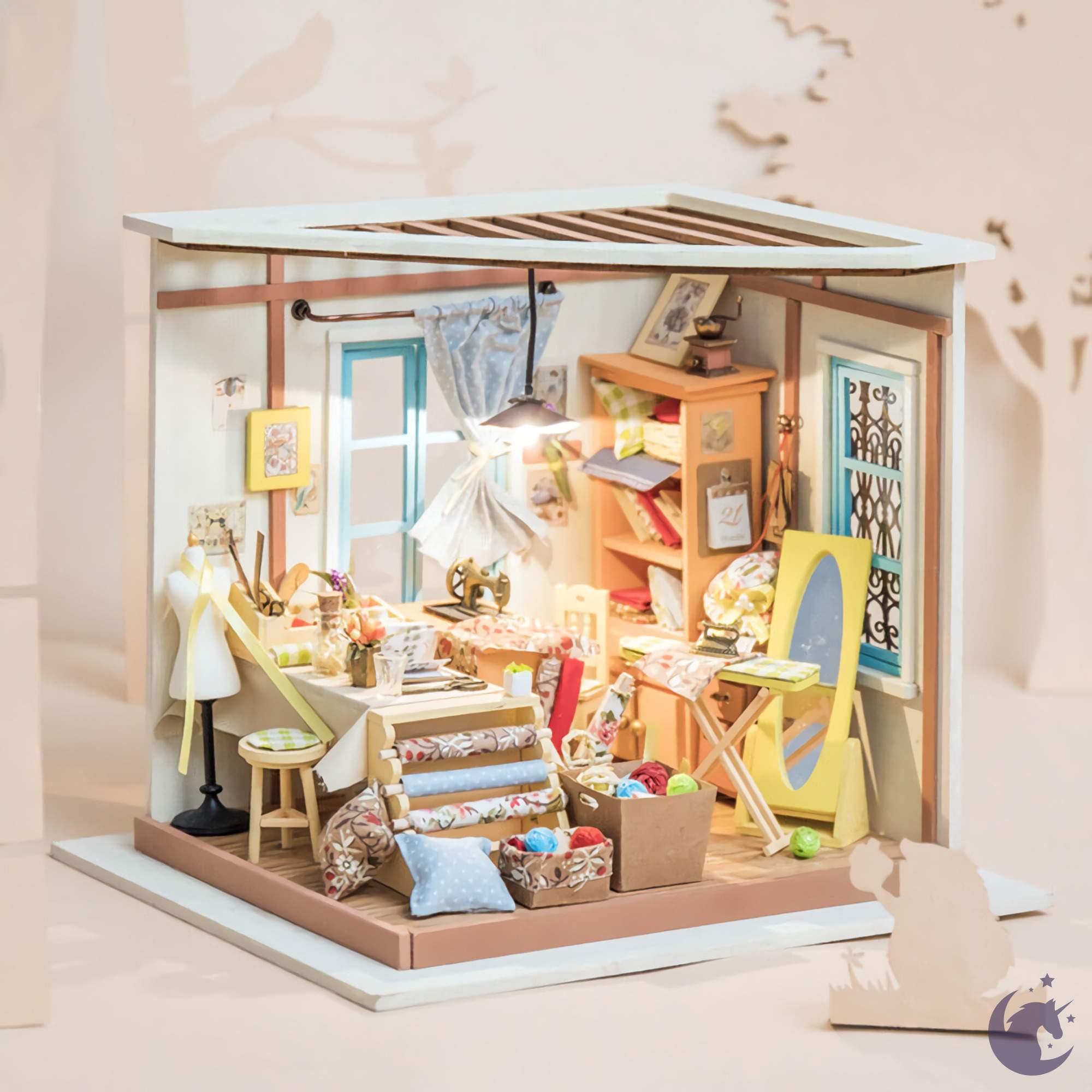 unicorntoys rolife robotime diy miniature dollhouse dg101 Lisa's Tailor Room diorama craft kit
