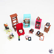 unicorntoys rolife robotime diy miniature dollhouse dg102 Sam's Study Library Room diorama craft kit