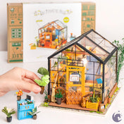 unicorntoys rolife robotime diy miniature dollhouse dg104 Cathy's greenhouse diorama craft kit