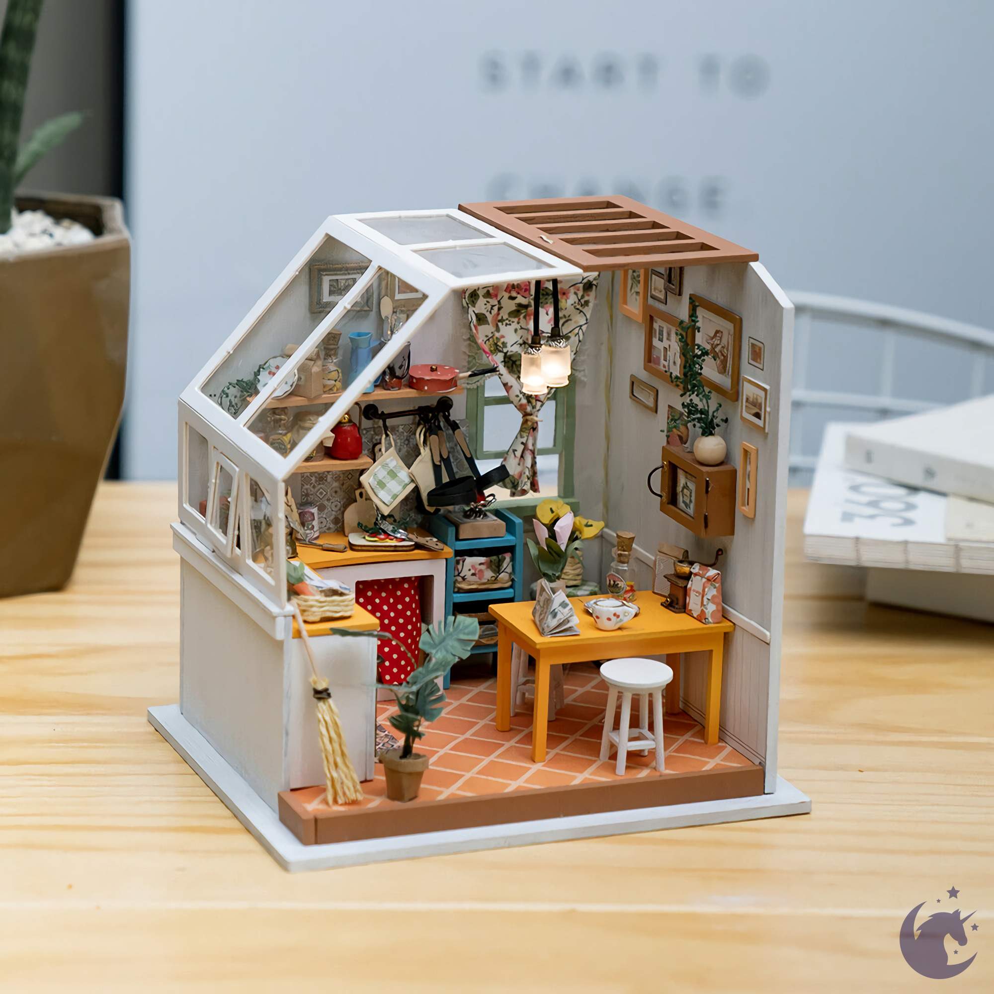 unicorntoys rolife robotime diy miniature dollhouse dg105 jason's Kitchen diorama craft kit