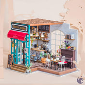 unicorntoys rolife robotime diy miniature dollhouse dg109 simon's coffee diorama craft kit
