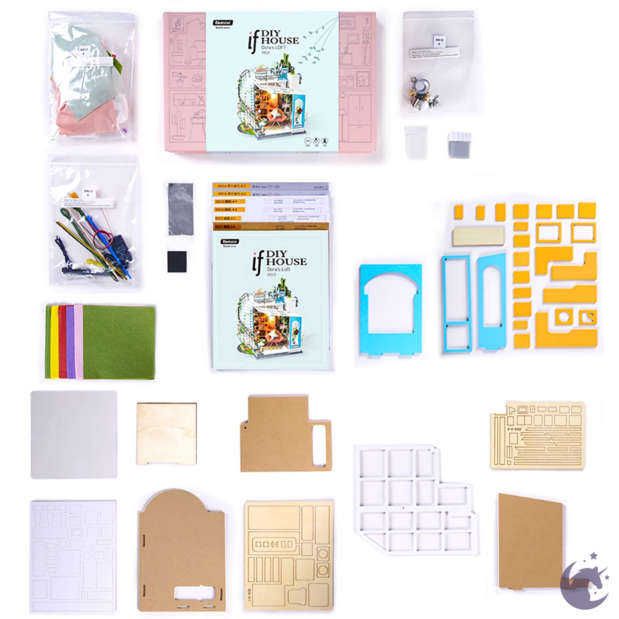 unicorntoys rolife robotime diy miniature dollhouse dg12 Dora's Loft diorama craft kit