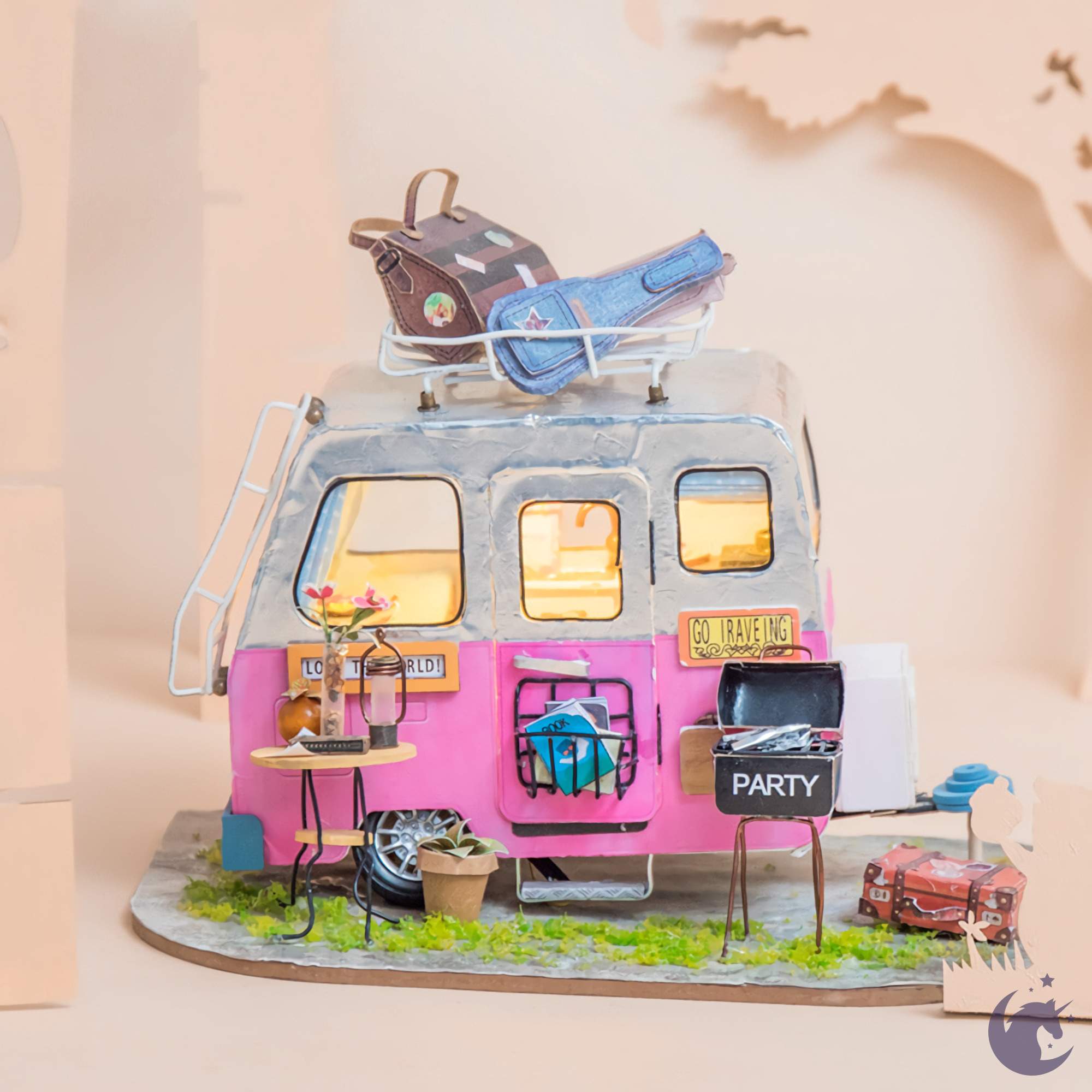 unicorntoys rolife robotime diy miniature dollhouse dgm04 Happy Camper diorama craft kit