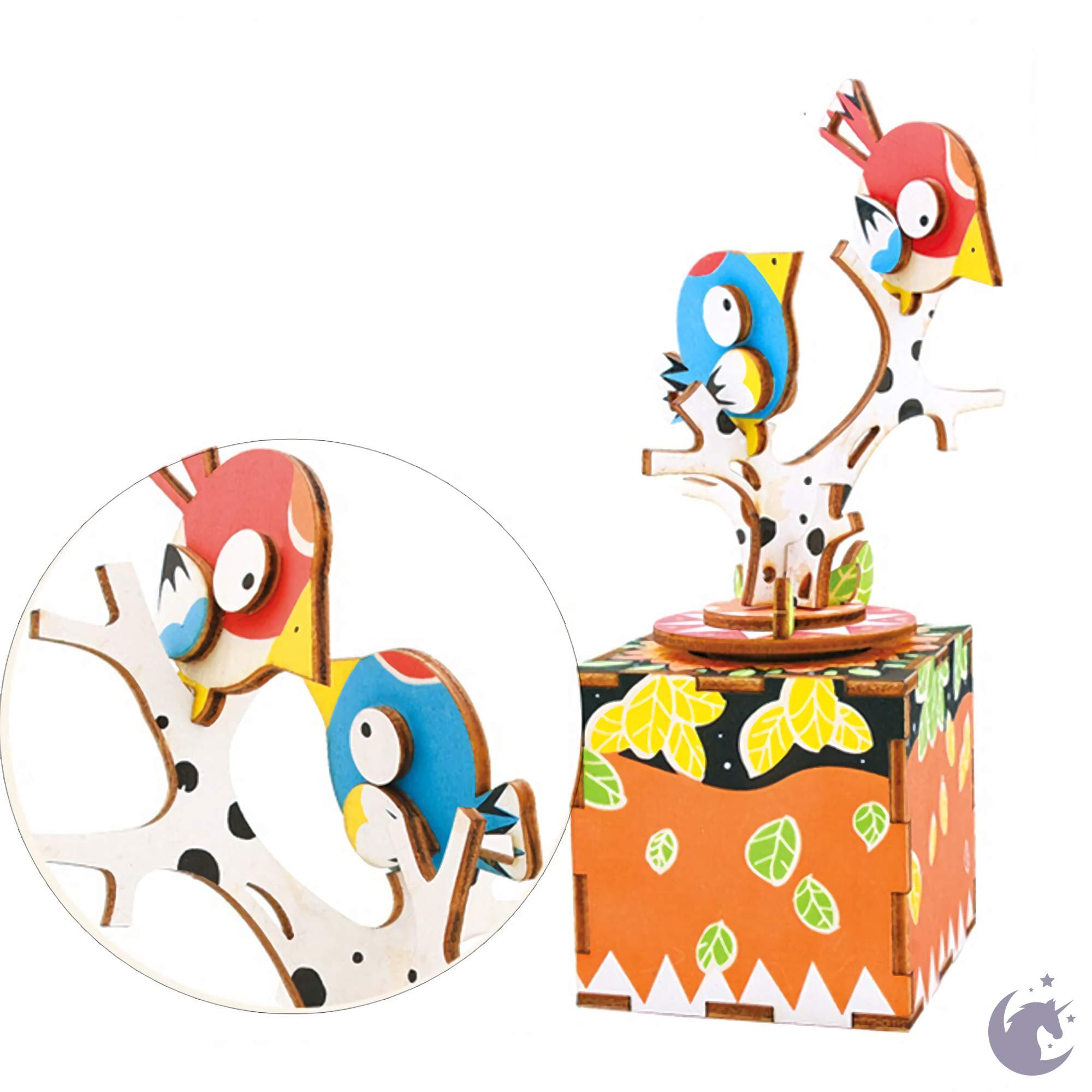 unicorntoys robotime rolife bird and tree diy music box 3d wooden puzzle birthday gift kits for teens AM301
