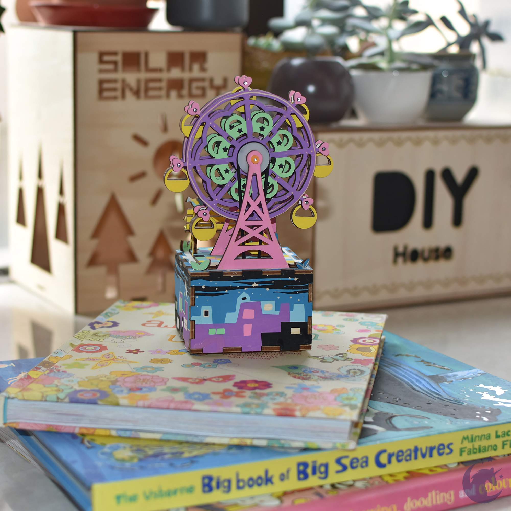 unicorntoys robotime rolife ferris wheel diy music box 3d wooden puzzle birthday gift kits for teens AM402